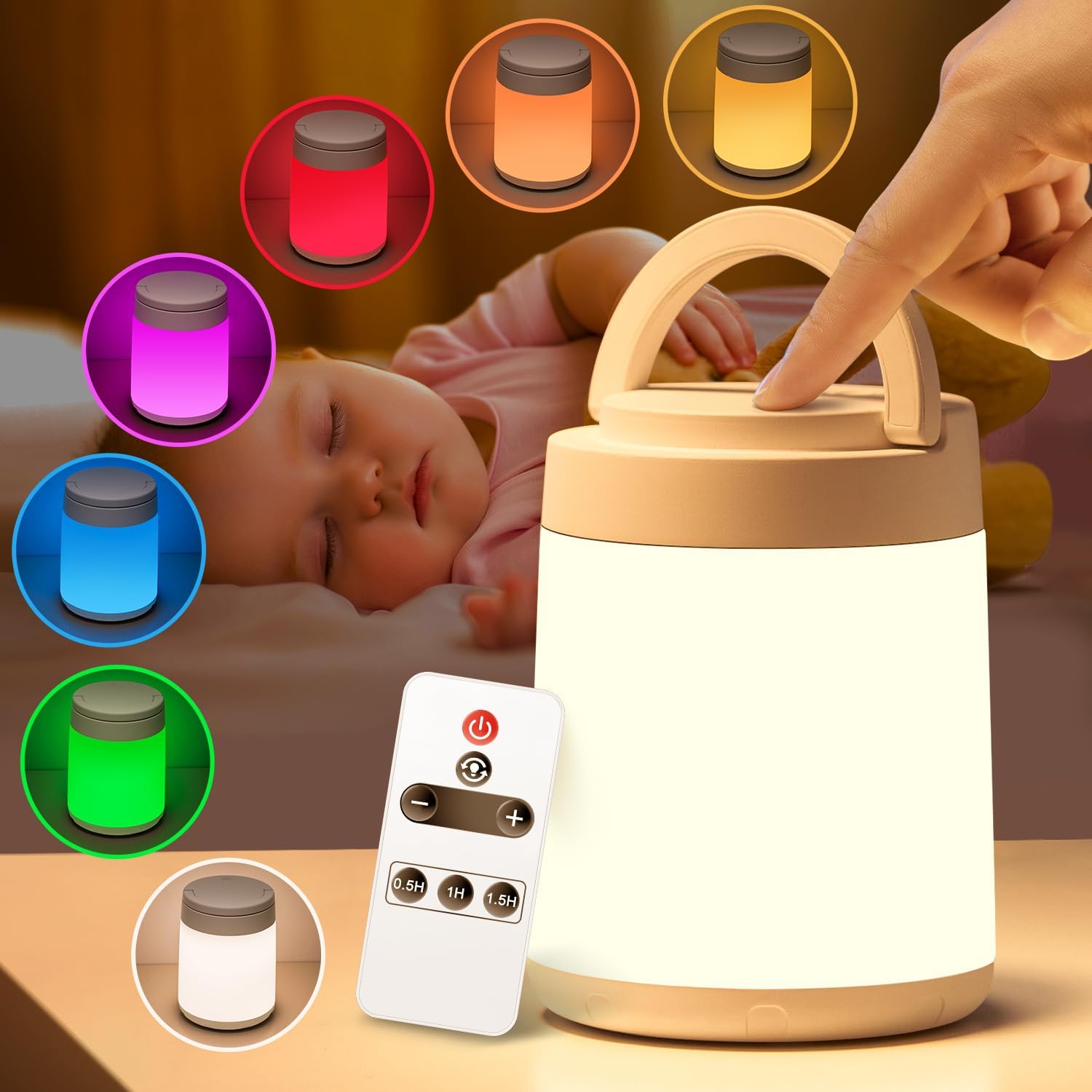 Kids Night Light Kids,10 Colors+8 Dimmable Lamp Baby Night Light Baby, Remote+Ti...