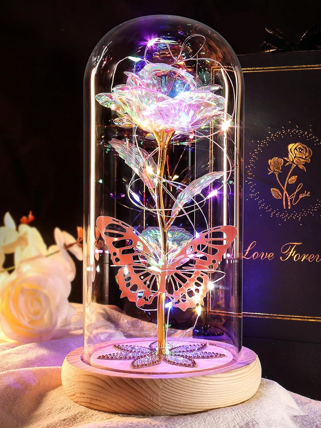 Beferr Mothers Day Flowers Gifts for Mum,Galaxy Colorful Rose Crystal Flowers Gi...