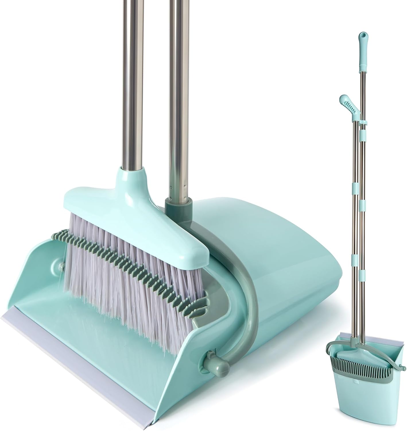 XXXFLOWER Broom and Dustpan Set for Home, Broom with Dustpan Cleaning Teeth Comb...