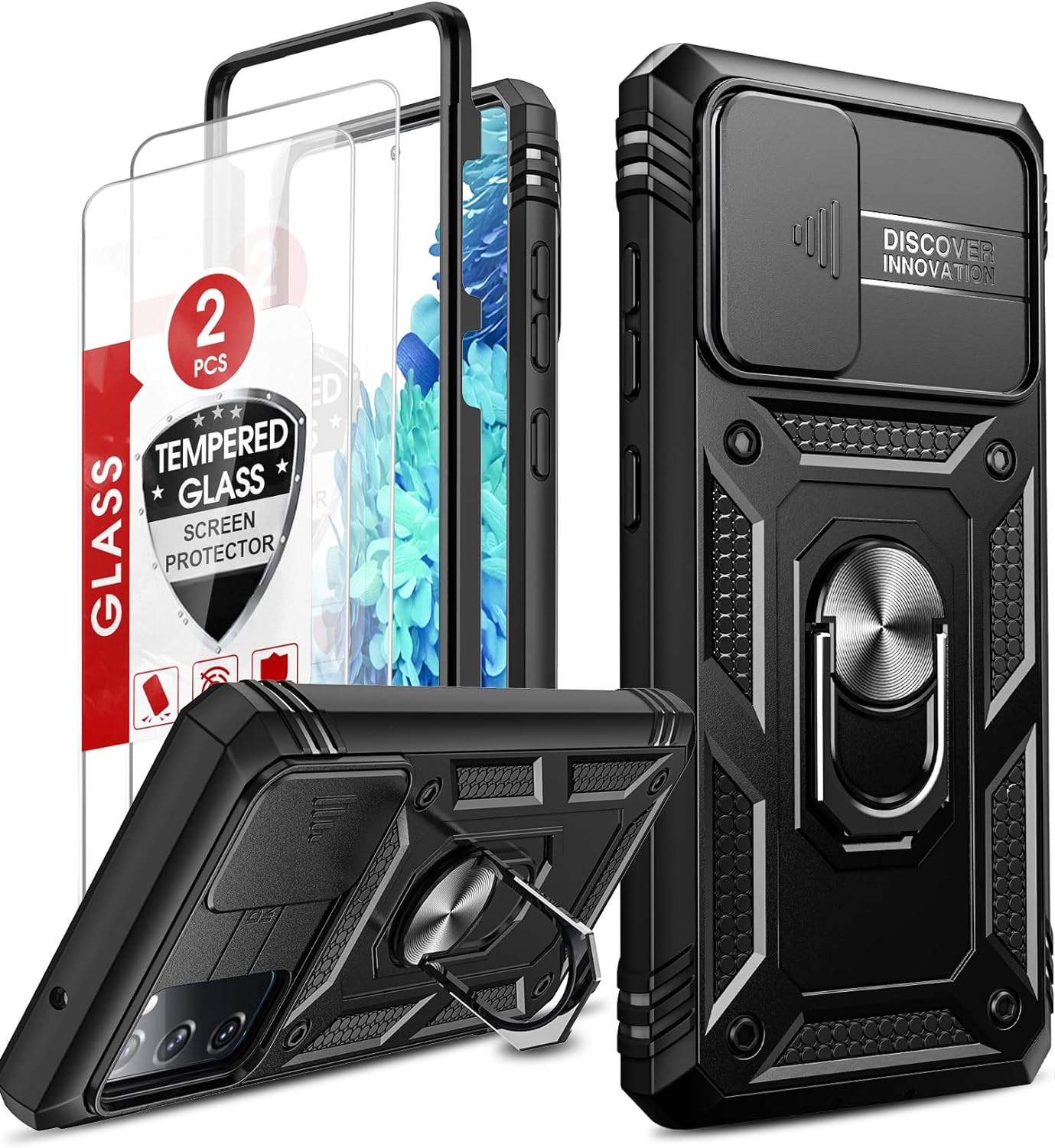 LeYi for Samsung Galaxy S20 FE Case with Slide Camera Cover and 2 Tempered Glass...