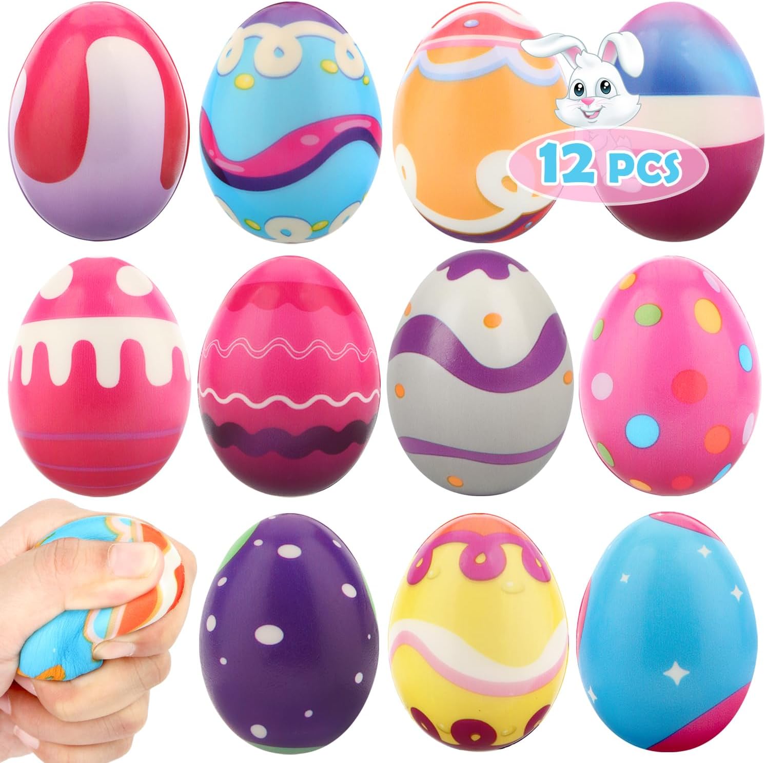 KAFKA 12 Packs Easter Eggs Squishy Toys, Easter Basket Stuffers Slow Rising Stre...