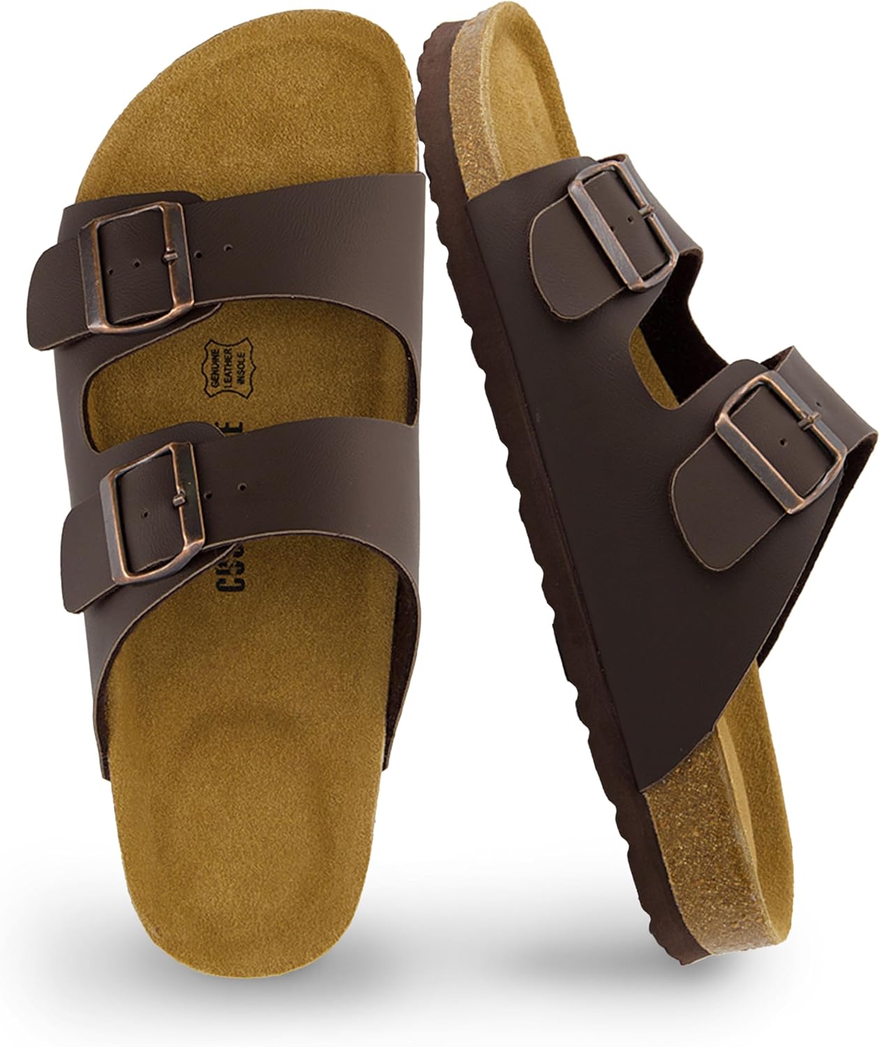 CUSHIONAIRE Men's Lane Cork Footbed Sandal with +Comfort, Arch Support, Adjustab...