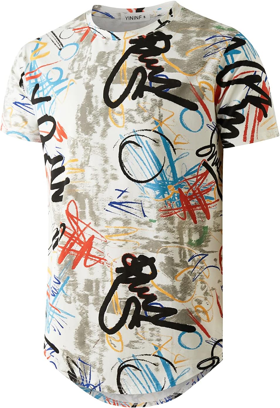 YININF Mens Hipster Hip Hop Short Sleeve Print T-Shirt Shirts Men Medium White
