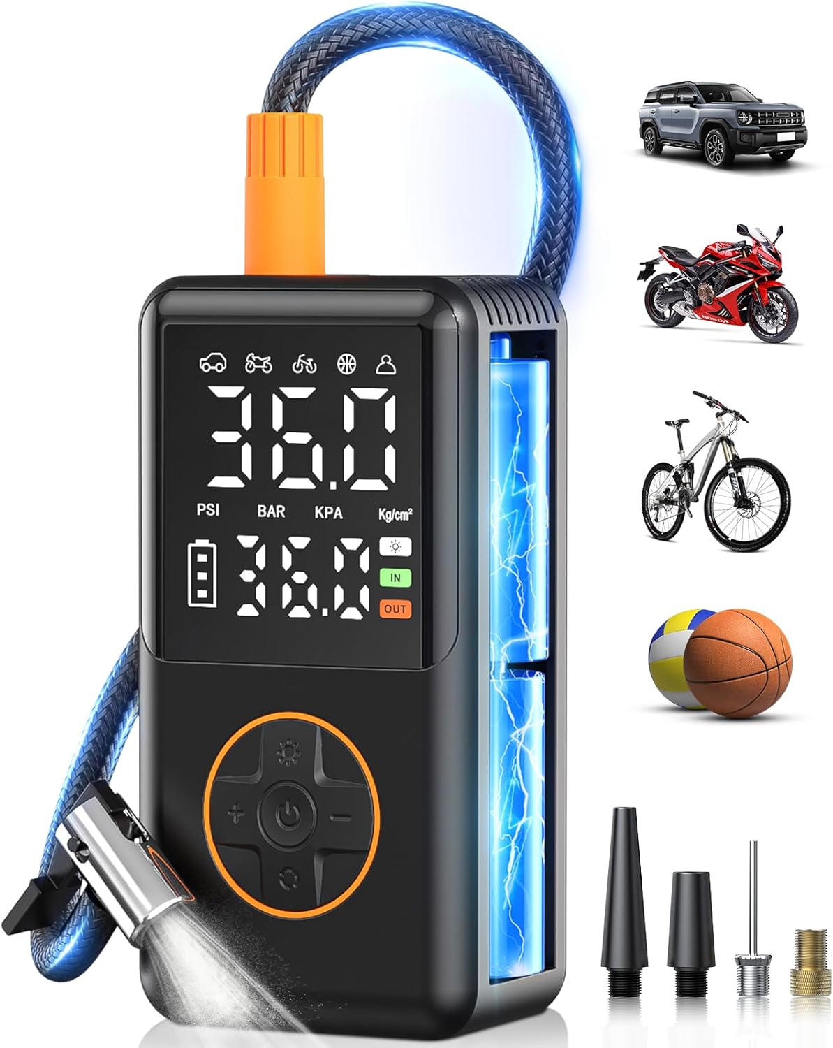 Tire Inflator Portable Air Compressor with Upgrade Dual Screen, 150 PSI Cordless...
