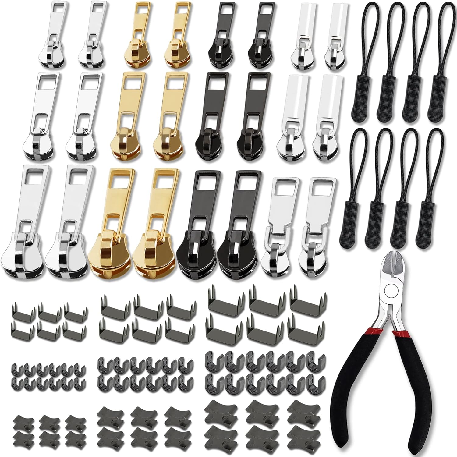 Haraqi Zip Repair Kit(105pcs), Zip Repair Set, Zipper Pull Replacement, Zipper R...