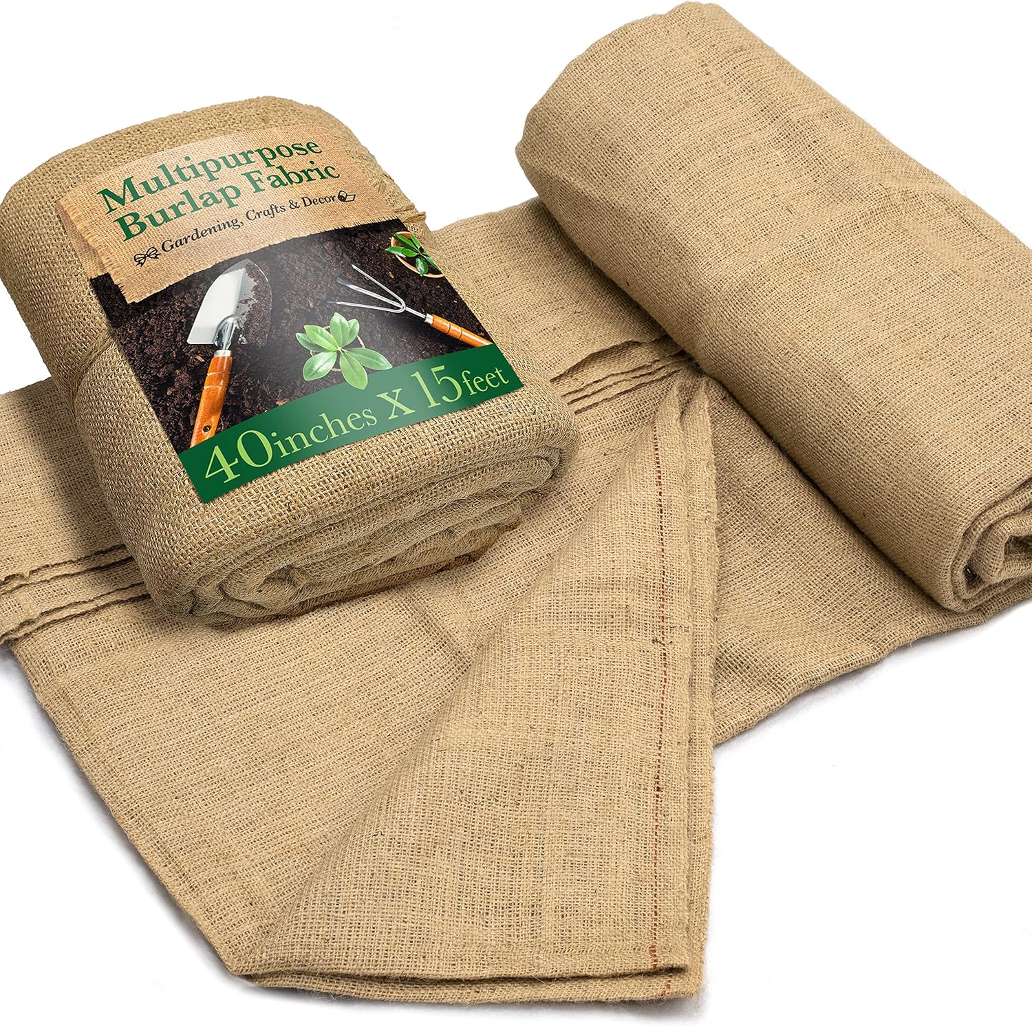 40" x15 Feet Gardening Burlap Roll - Multipurpose Natural Burlap Fabric, High De...