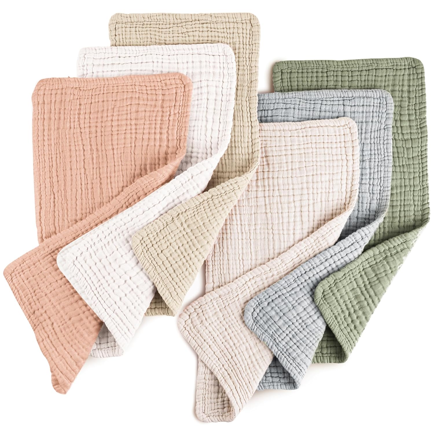Konssy Muslin Baby Burp Cloths Sets for Unisex- 6 Pack Large 100% Cotton Burping...