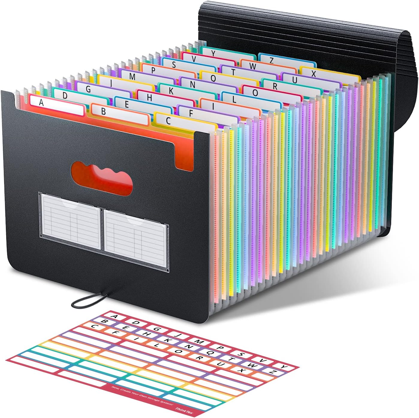 ThinkTex 26 Pockets Expanding File Folder, A-Z Colorful Tabs, Monthly Bill Recei...