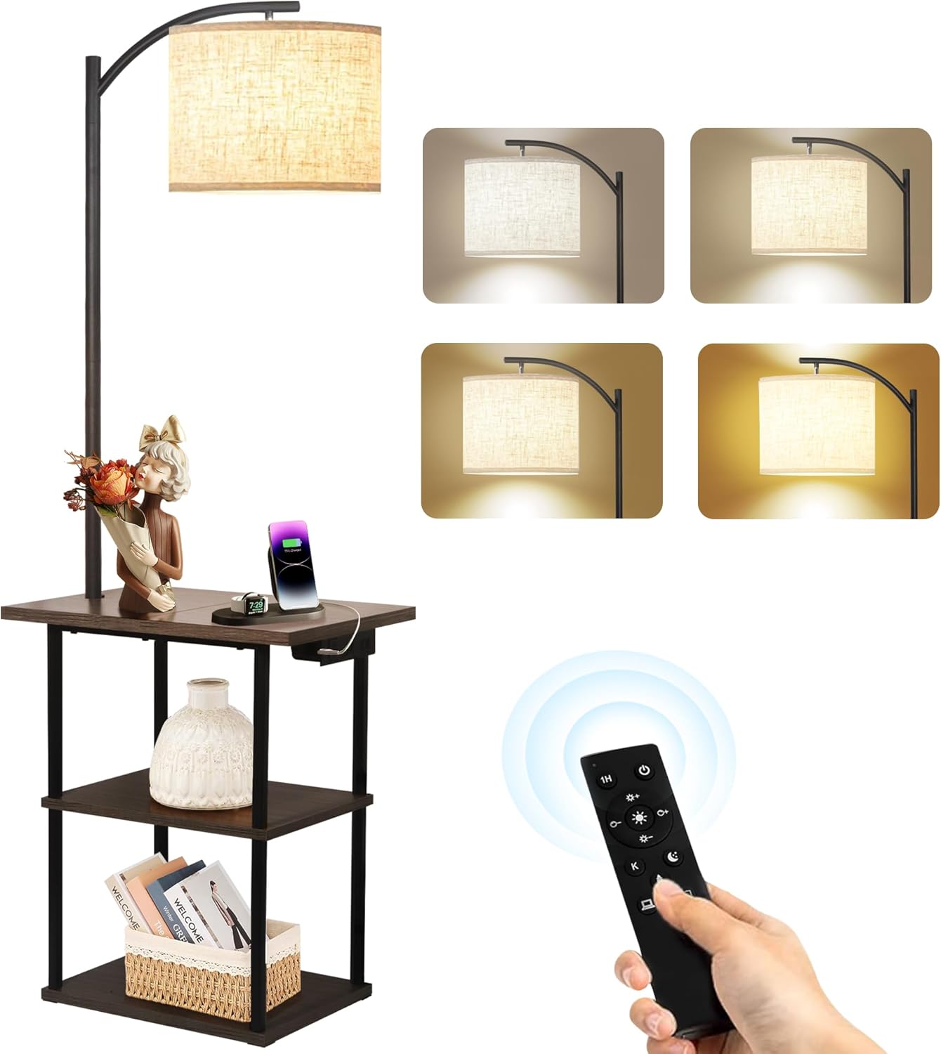 PESRAE Floor Lamp with Remote, Adjustable 3000K-6000K Colors & Brightness Bulb,...