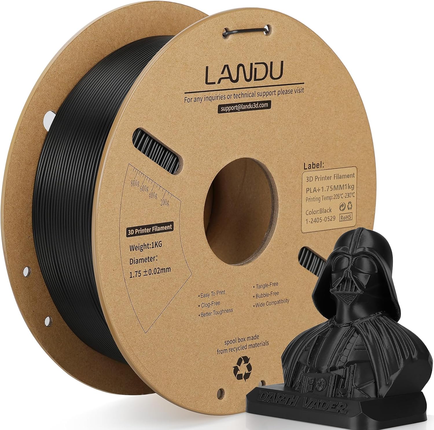 LANDU PLA+ Filament 1.75mm 1KG 3D Printer Filament PLA Plus Toughness Enhanced D...