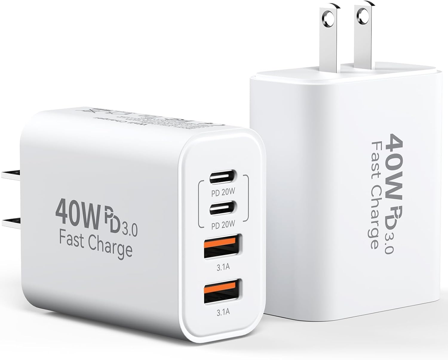 USB C Charger Block, 2Pack 40W 4 Ports Type C Fast Phone Charging Cubes PD USBC...
