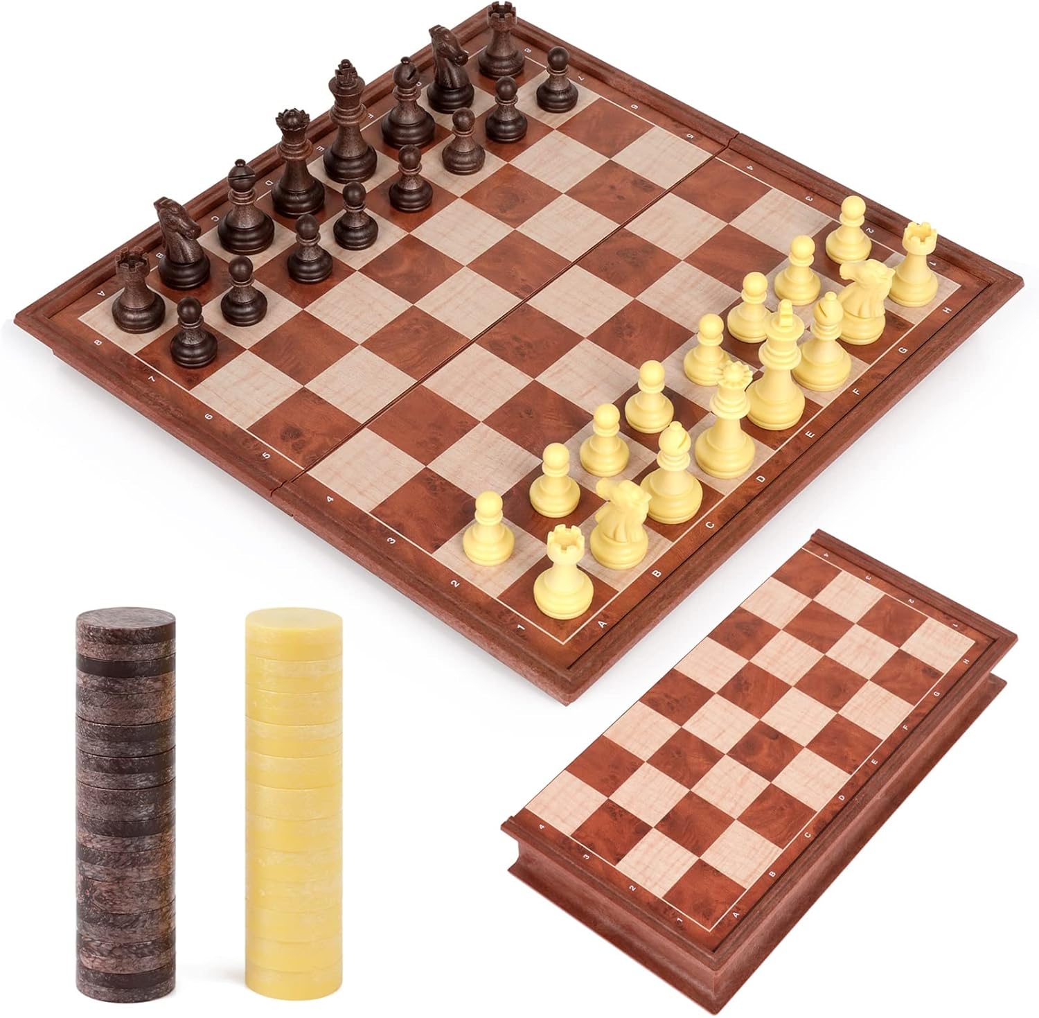 Peradix Chess Set and Draughts Board Games 2 in 1 | Magnetic Chess Checkers Boar...
