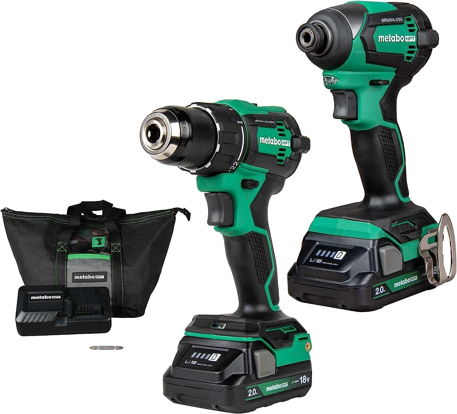 Metabo HPT 18V MultiVolt Cordless Brushless Driver Drill & Impact Driver Combo K...