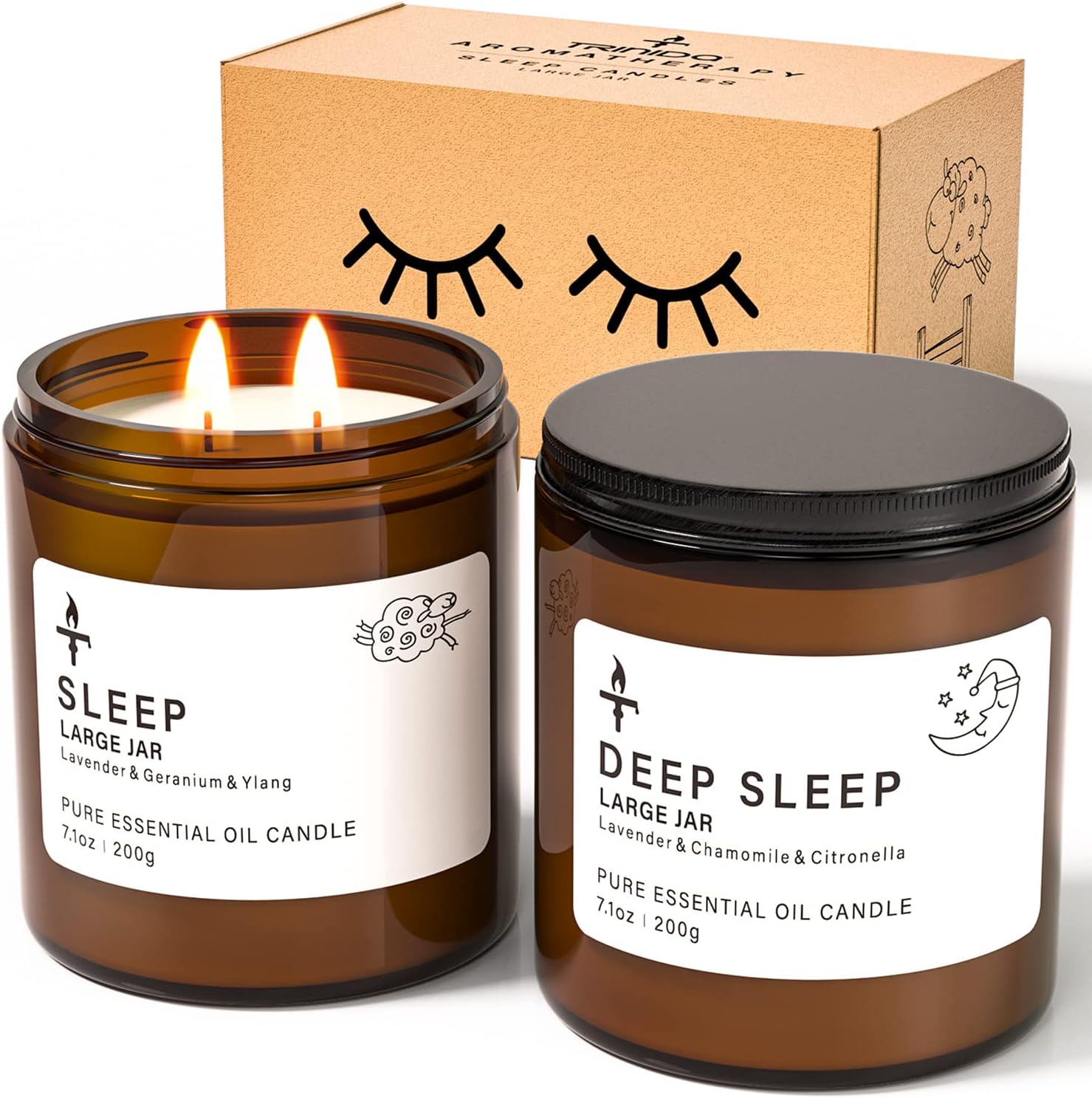 TRINIDa 2 Wicks Sleep Large Candle Gift Set, Candles Long Burning up to 100 Hour...