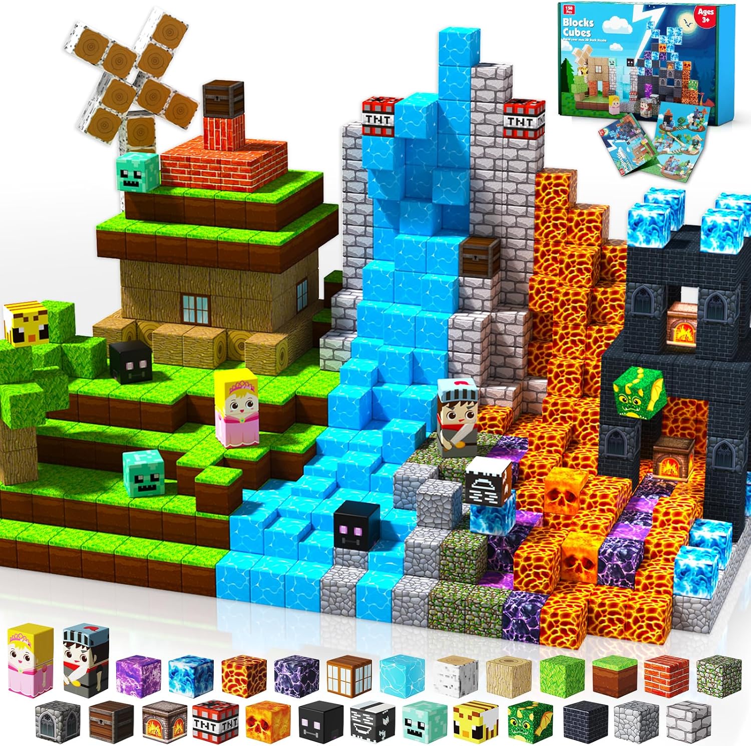 Goody King Magnetic Blocks-150PCS Magnetic Building Blocks Tiles, Construction T...