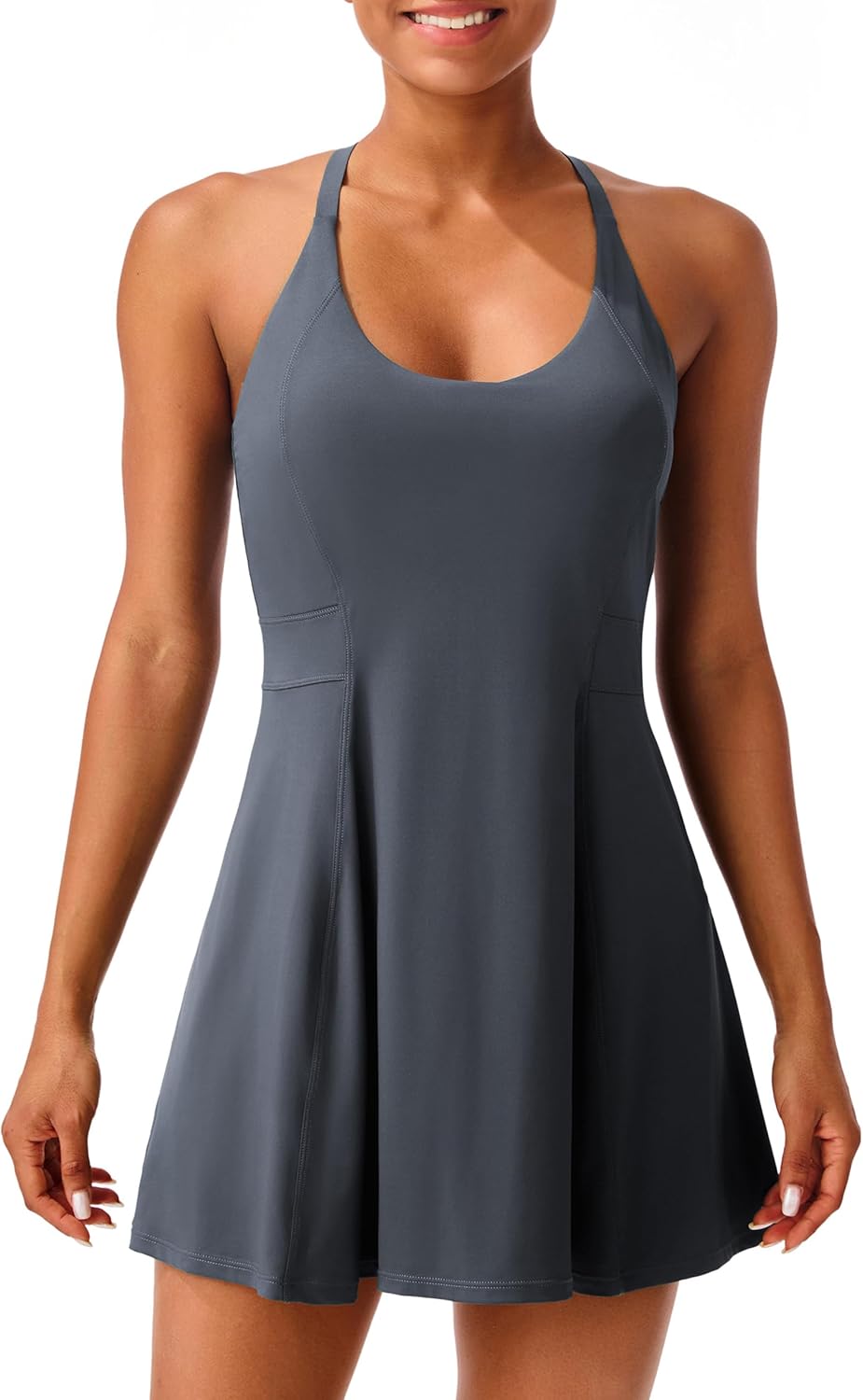 2025 Womens Tennis Dress with Adjustable Straps & Built-in Bra & Shorts Workout...