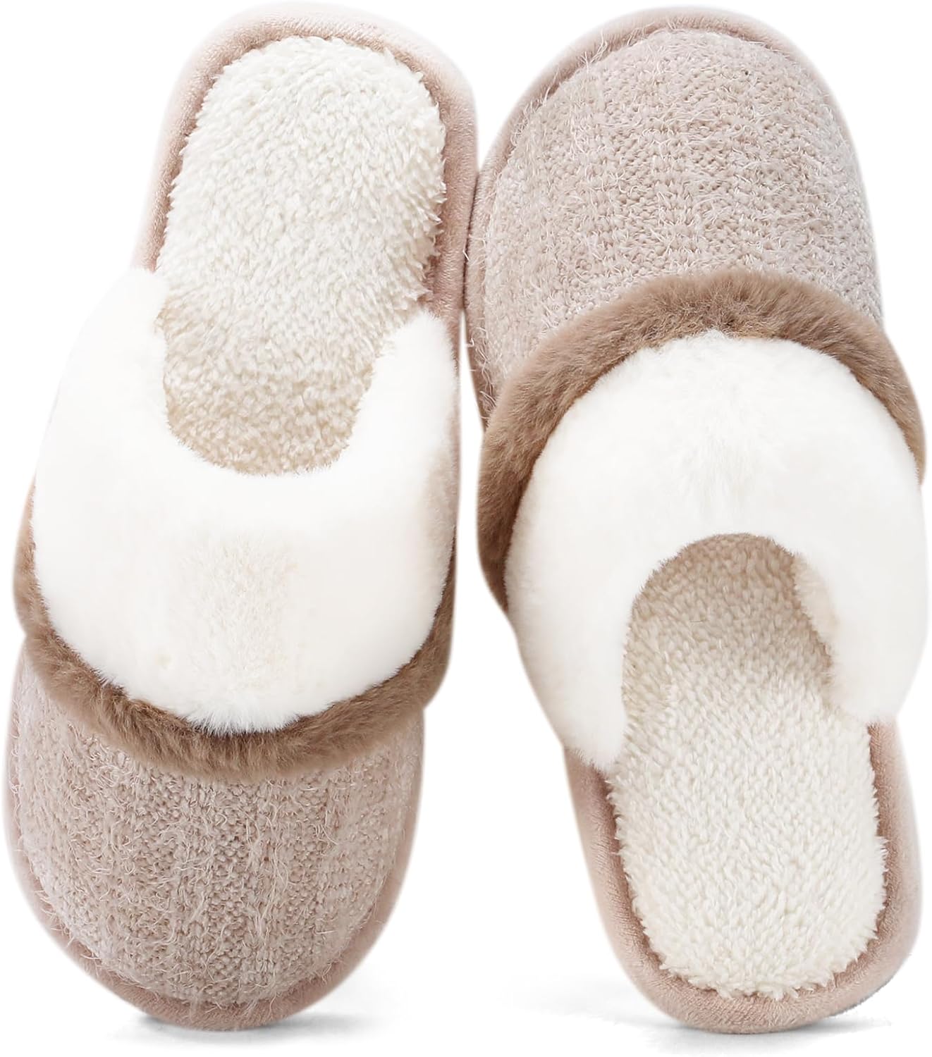 Cozy Slippers for Women Indoor and Outdoor Fuzzy House Shoes with Memory Foam An...