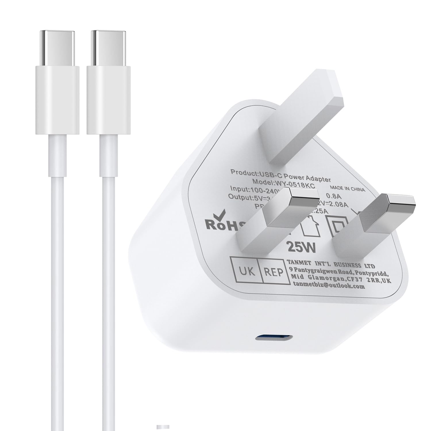 25W Samsung Phone Fast Charger, Samsung USB C Plug and Cable USBC to Type C 1M f...