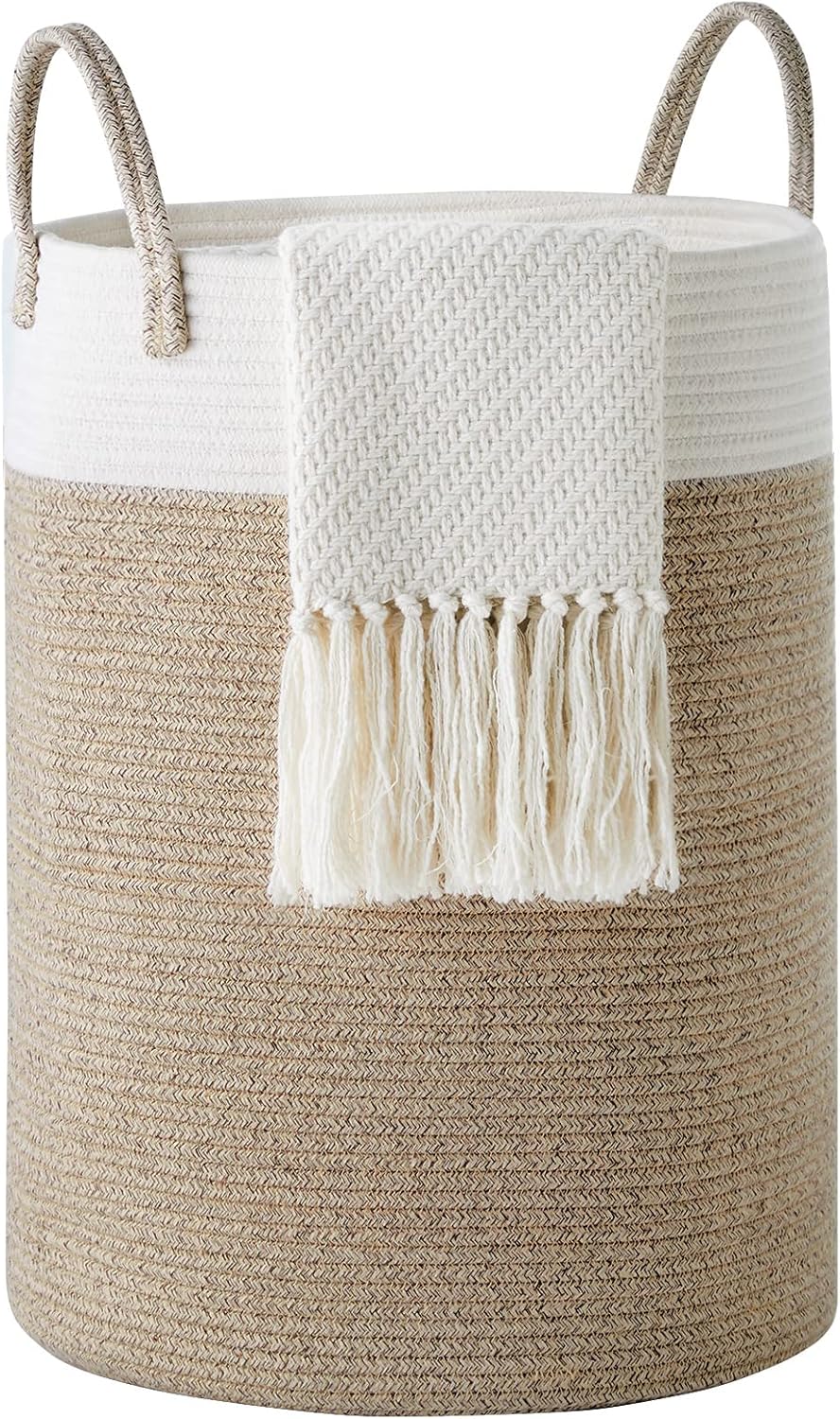 YOUDENOVA Cotton Rope Basket Large Blanket Basket Woven Storage Basket Toy Stora...