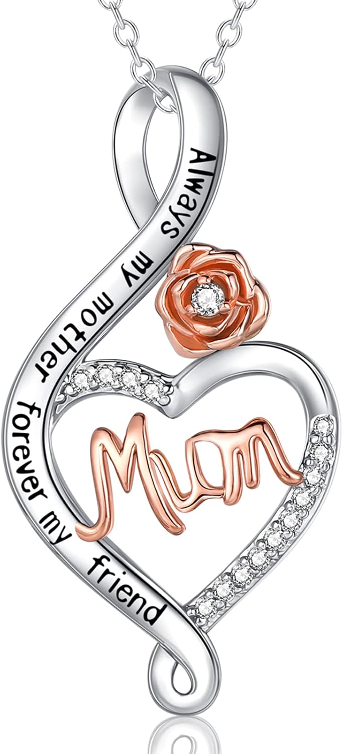 Gifts for Mum/ Nana/ Daughter, S925 Sterling Silver Chain Rose Flower Necklace J...