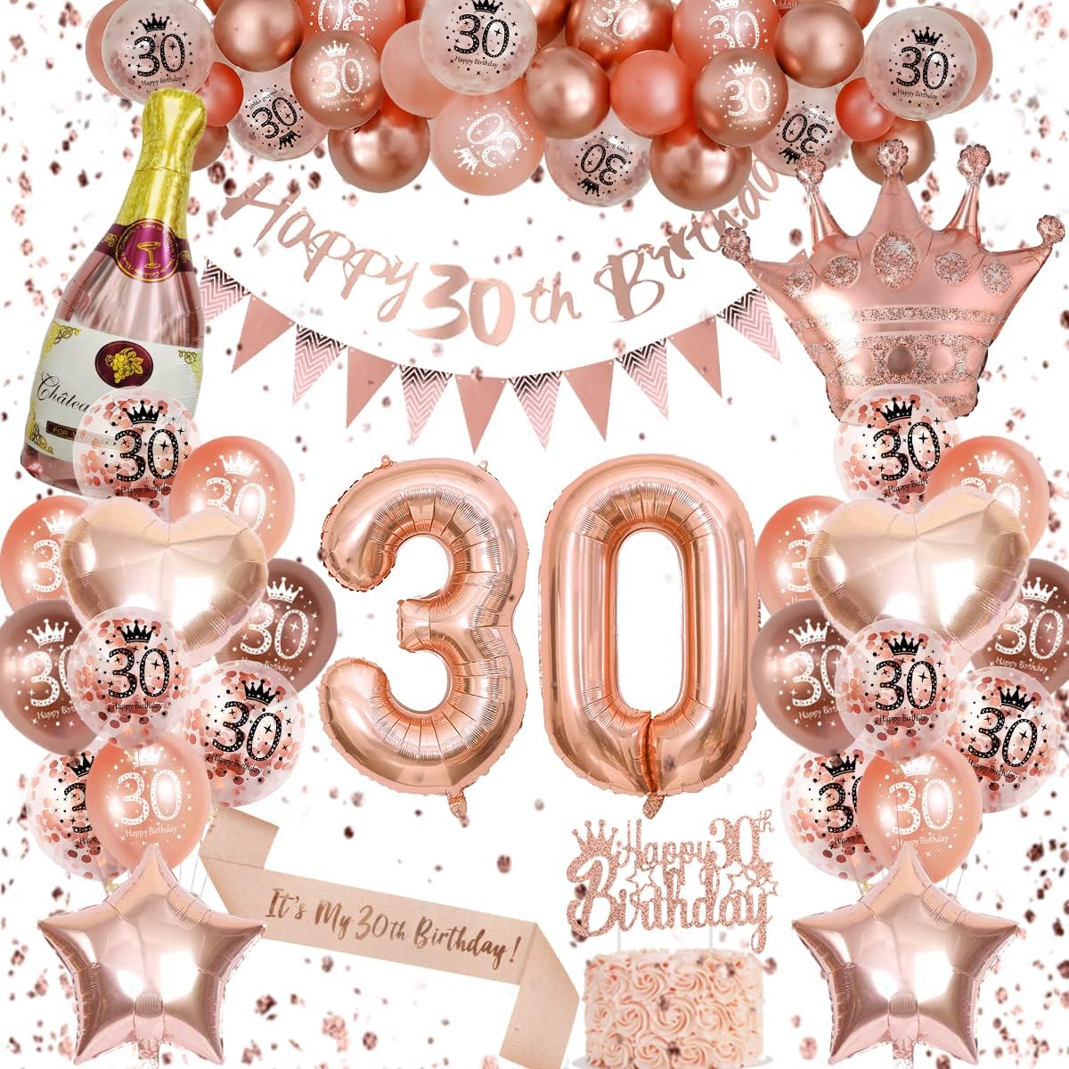 30th Birthday Decorations, Rose Gold 30th Birthday Decoration, 30th Birthday Bal...
