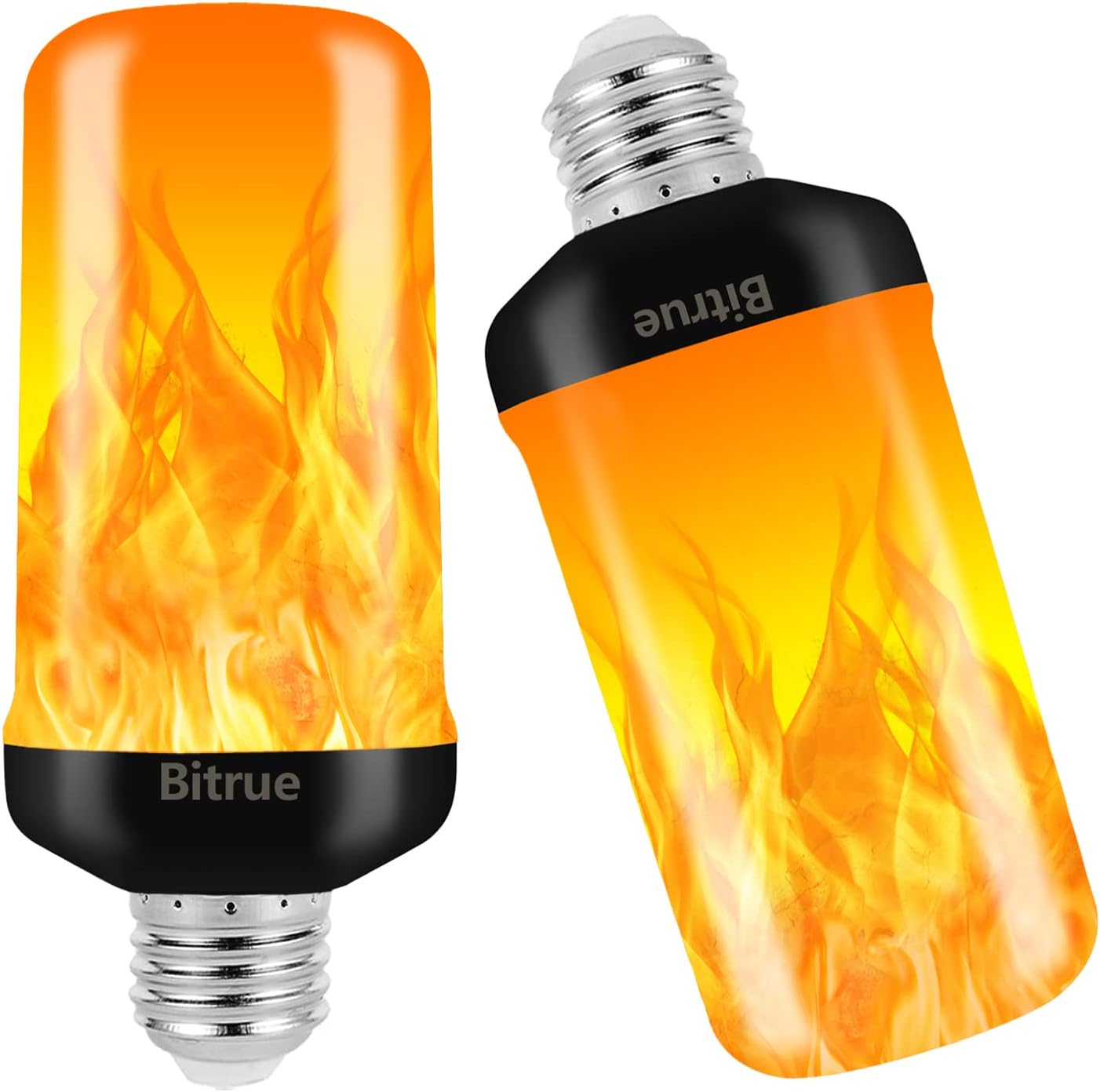 Bitrue LED Flame Effect Light Bulb, 4 Modes Flame Light Bulbs, E26 Base Fire Lig...