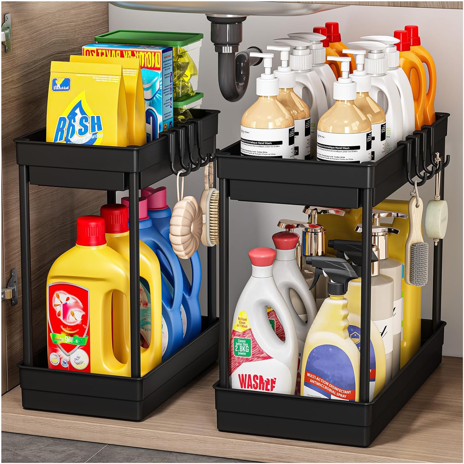 TidyTrove 2 Pack Under Sink Storage - Kitchen Storage and Organisation, 2 Tier K...