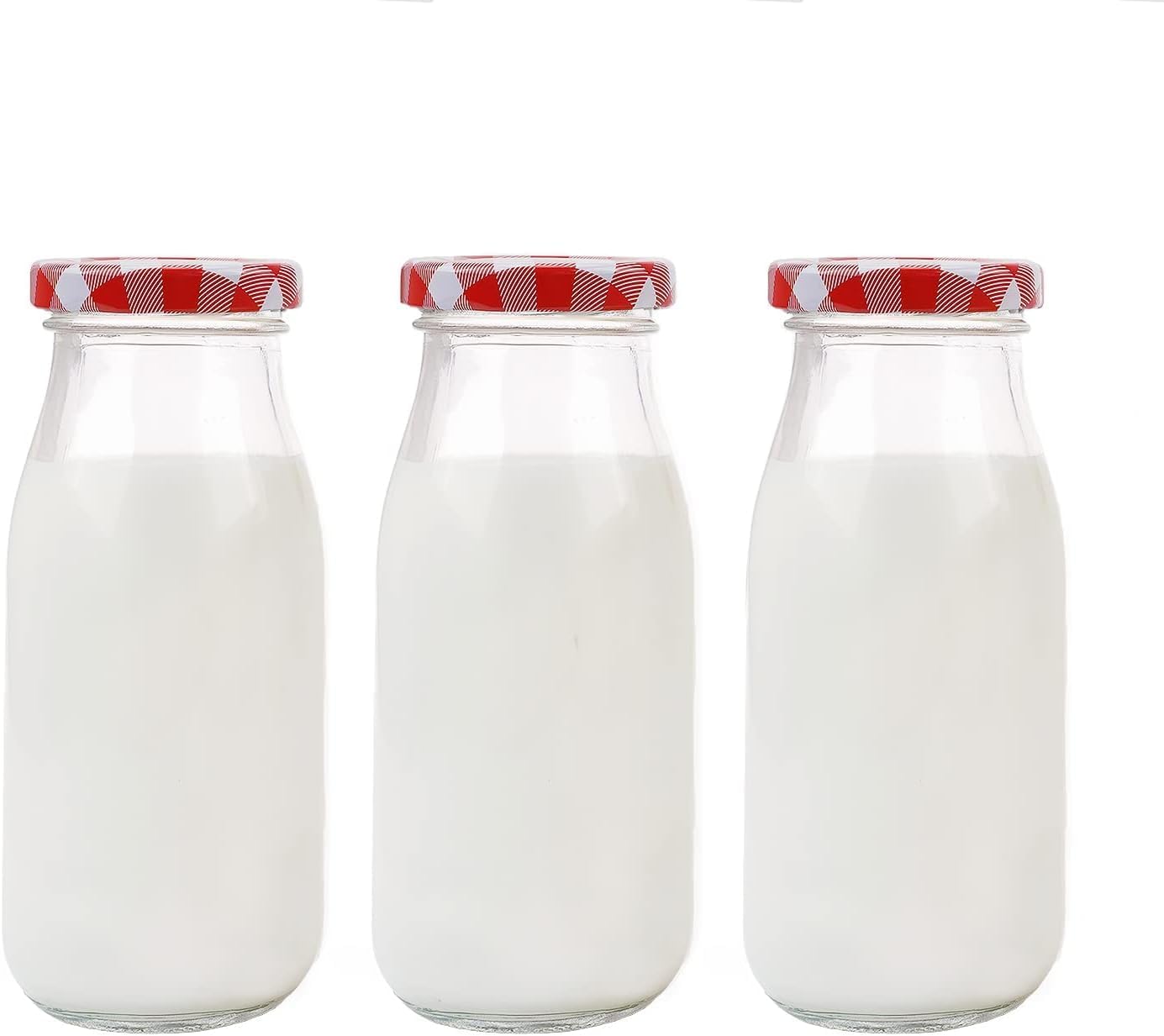 Danmu Art 3Pcs 250ml Glass Milk Bottles with Prett...