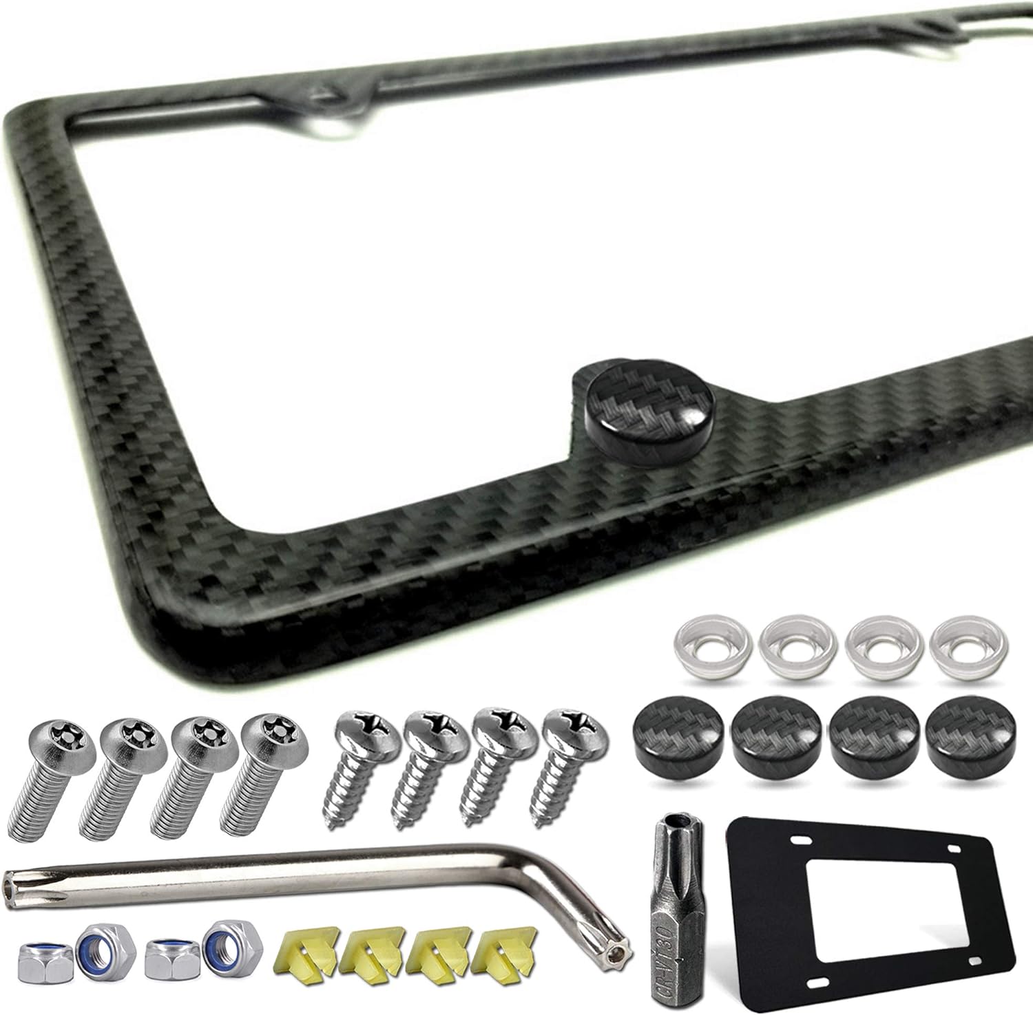 Carbon Fiber License Plate Frame- 1 Pack100% Handcrafted Real Carbon Fiber Cloth...