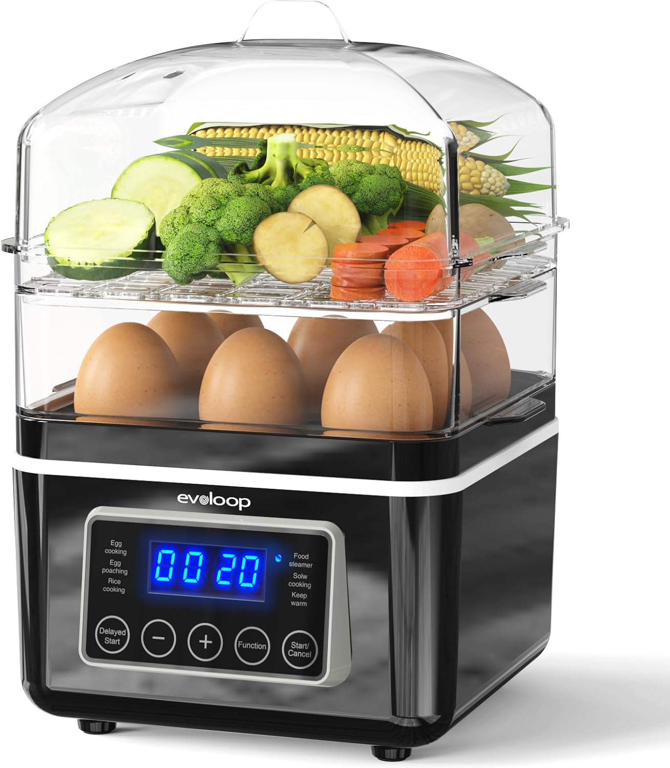 2 Tiers Electric Food Steamer for Cooking, 4 QT Digital Multi Vegetable Steamer...