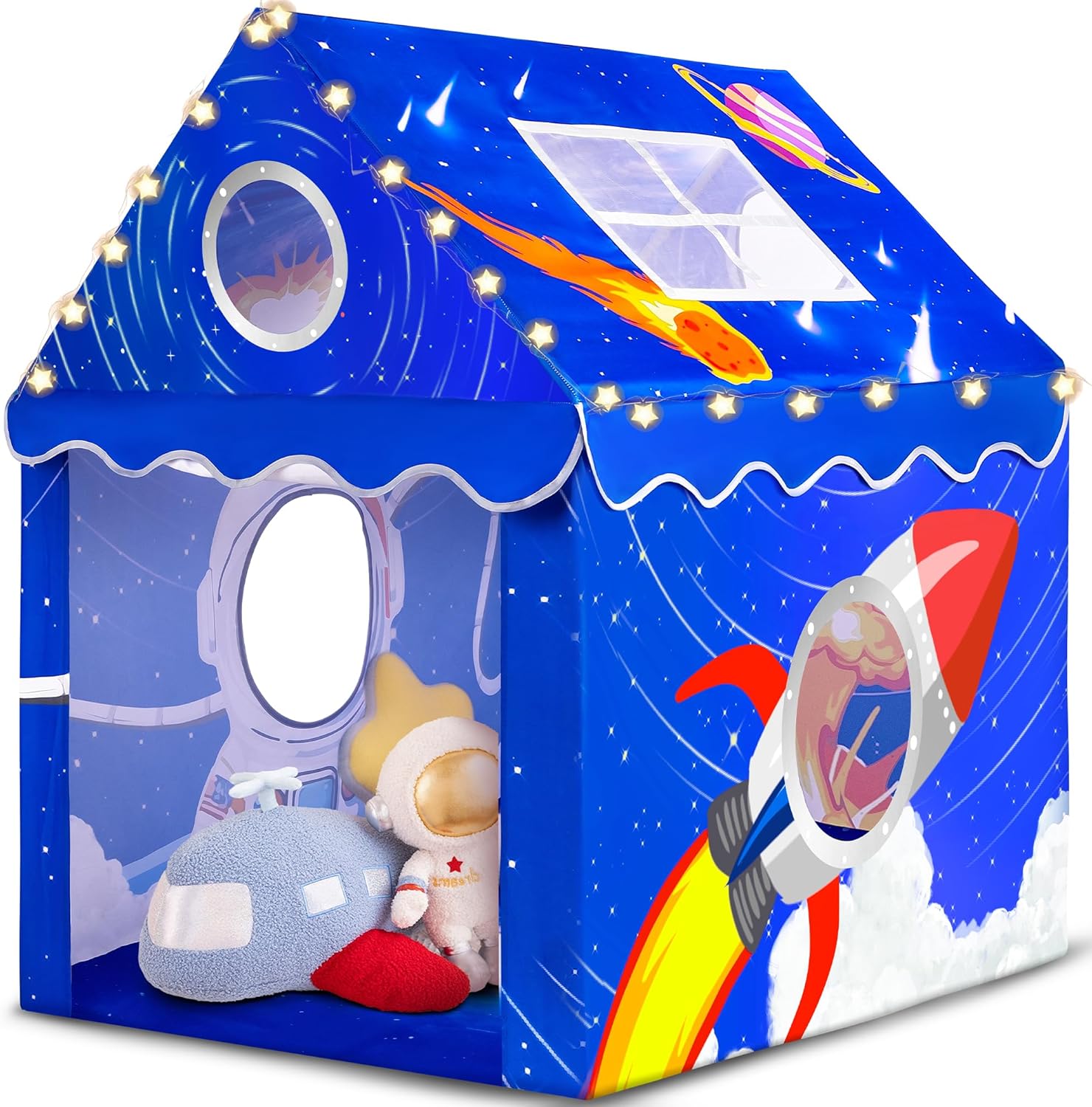 SULIFEEL Space Kids Tent with Mat & LED Star Lights, Boys and Girls Play Tent In...