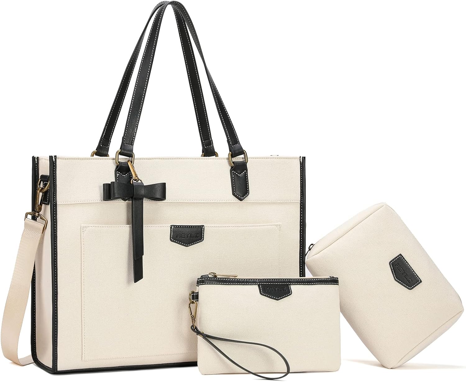 Keyli 3 PCS Laptop Bag for Women Canvas Tote Bags 15.6 inch Large Capacity Shoul...
