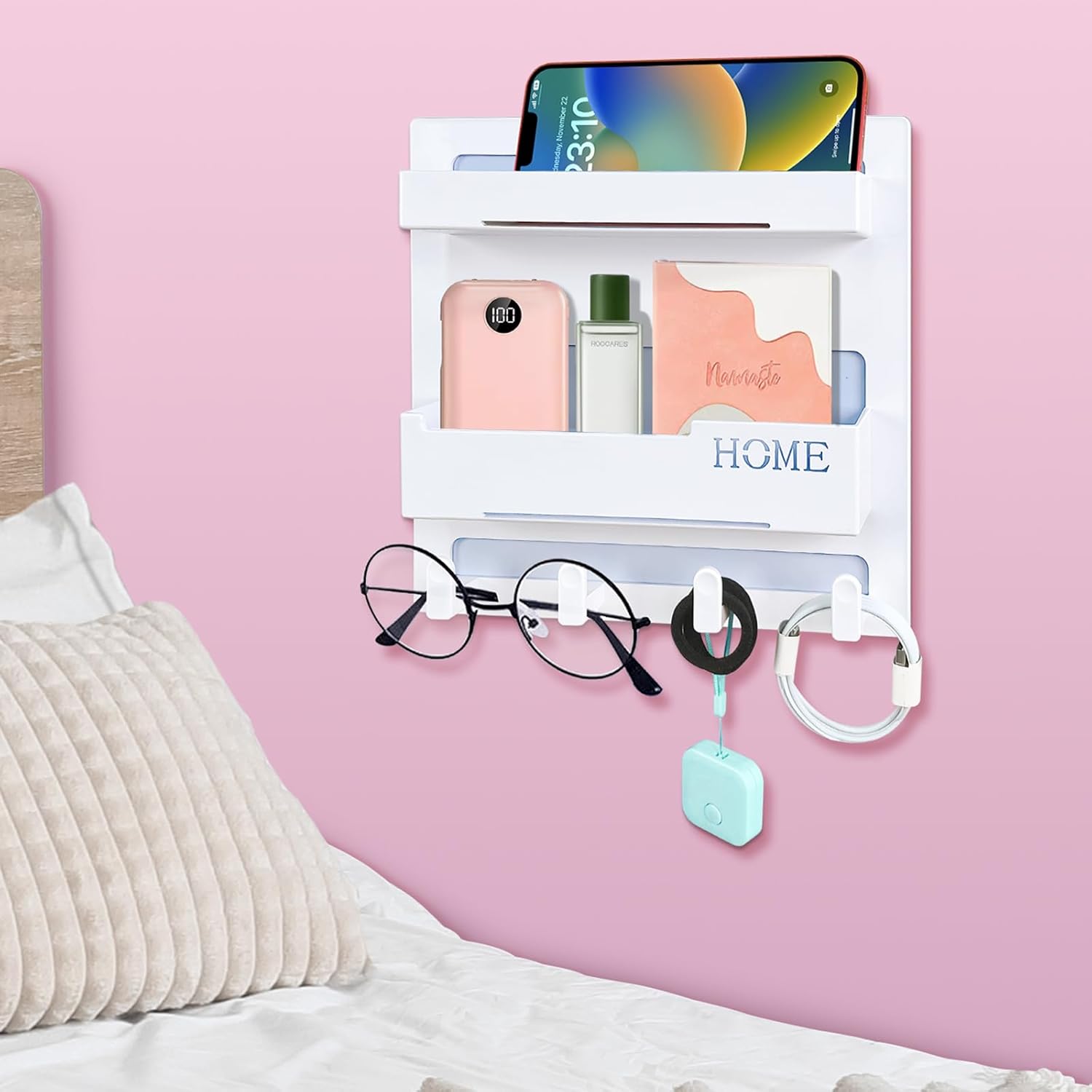 Floating Shelves for Bedside Shelf Accessories Organizer, Wall Mount Self Stick...