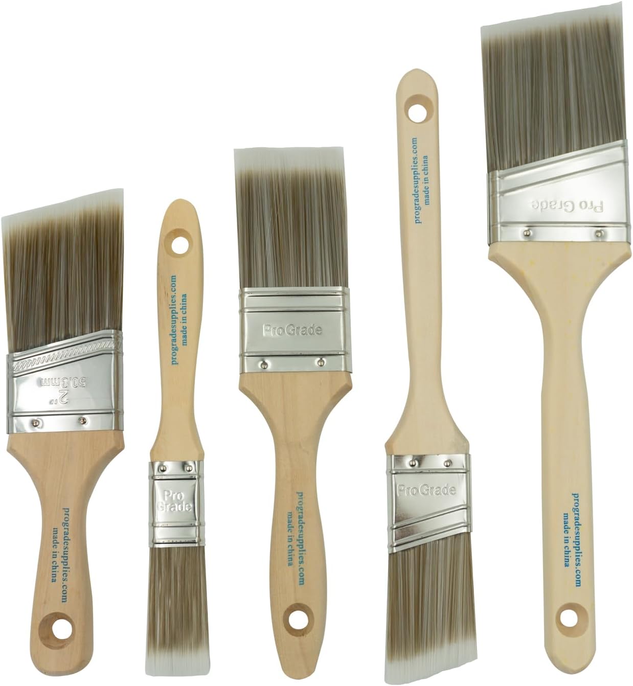 Pro Grade, Paint Brushes, 5-Piece, Paint Brush Set: Flat & Angle Brushes for Lat...