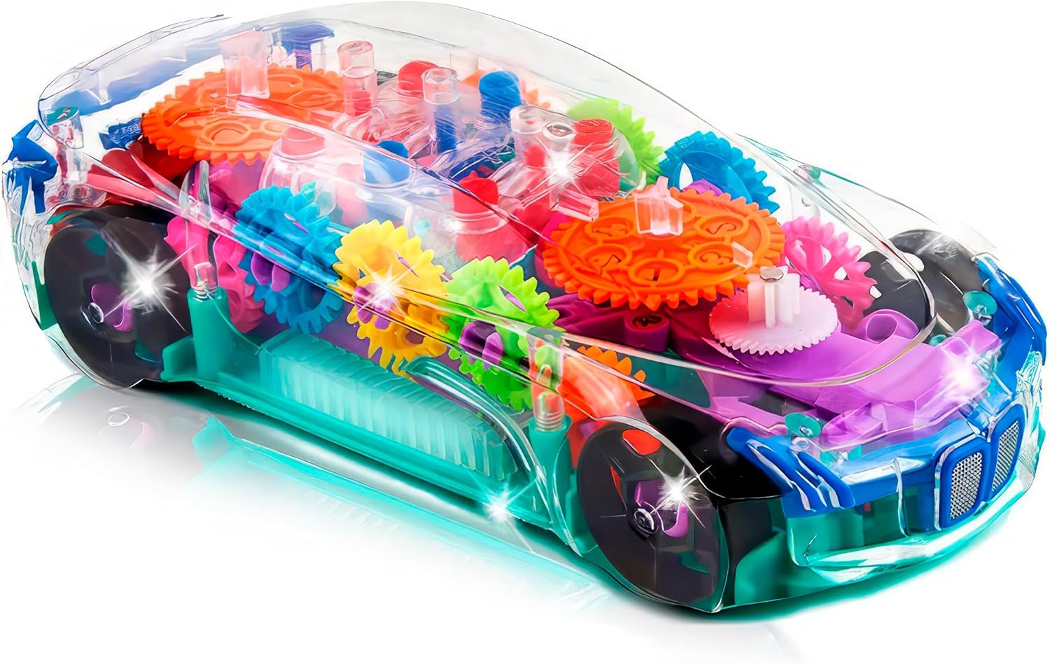 ArtCreativity Light Up Transparent Sensory Car Toy for Kids, 1PC, Bump and Go To...