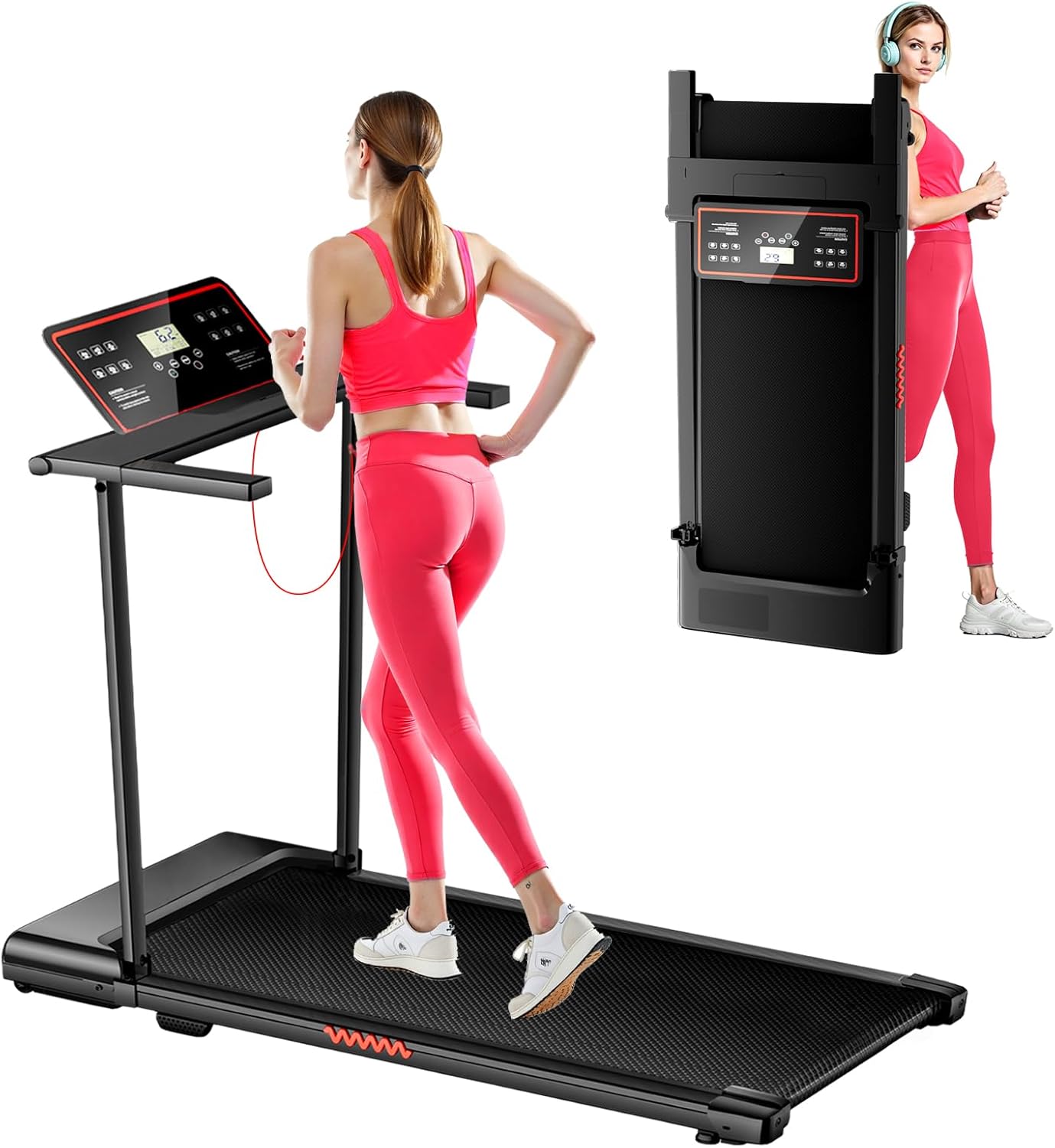 Portable Treadmills for Home, Electric Walking Pad Treadmill with 12 Preset Prog...