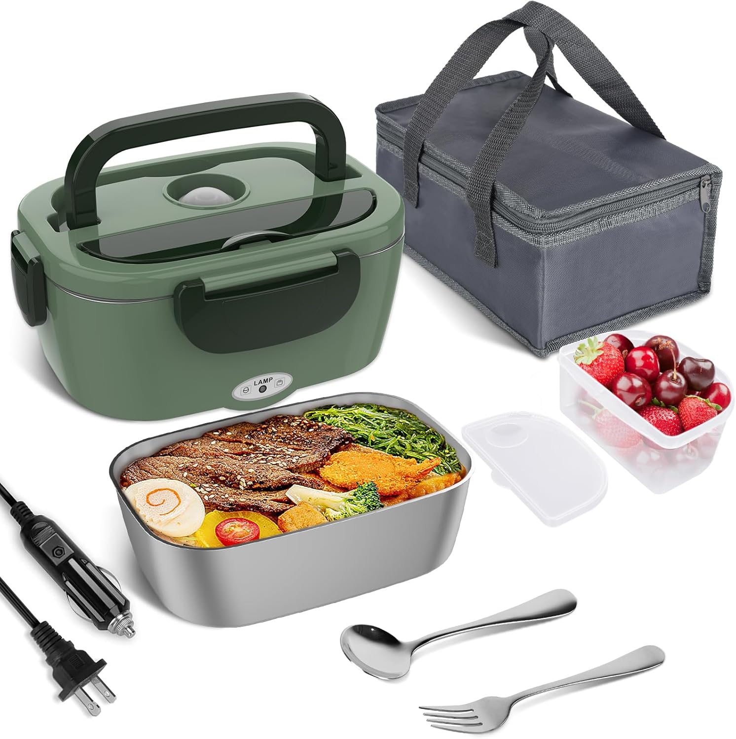 Vabaso Electric Lunch Box for Adults, 80W Heated Lunch Box Portable Food Warmer...