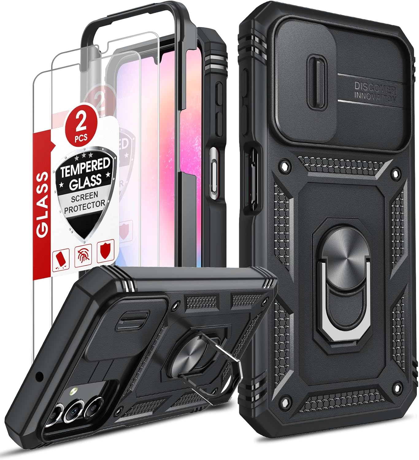 LeYi for Samsung Galaxy A25 5G Case with Camera Cover Slider, Full Body Armour S...