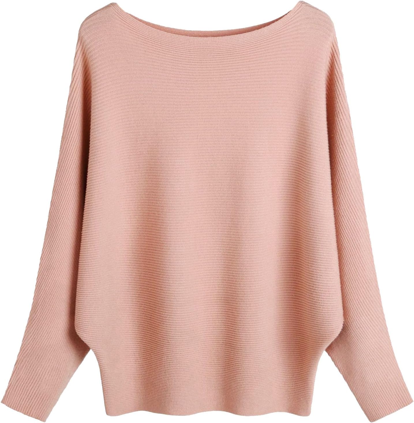 Unique FULIER Pink Sweaters, Special Boat Neck Batwing Sleeves, Innovative Loose...