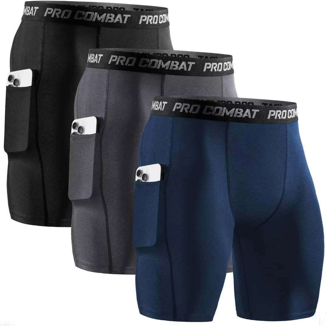 Niksa 1 or 3 Pack Mens Compression Shorts Gym Running Sports Underwear Base Laye...