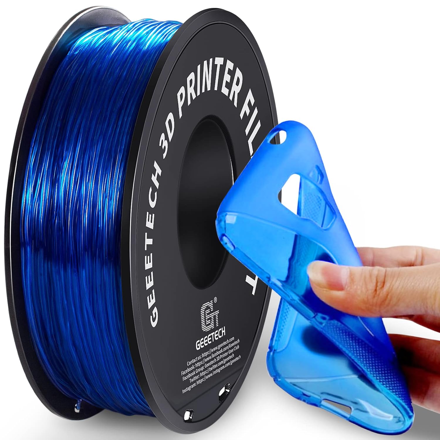 Geeetech 95A TPU Filament 1.75mm, Soft Flexible Consumables for 3D Printer, Dime...