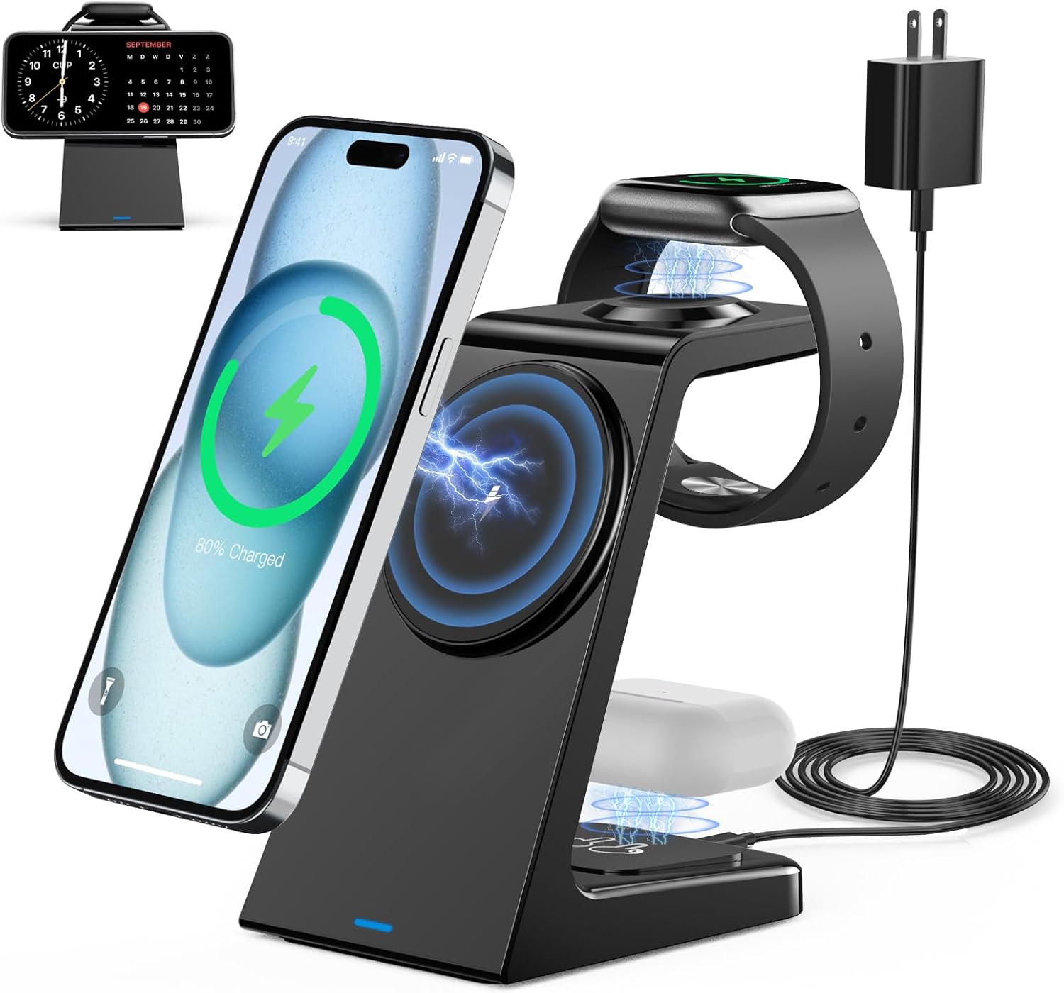 3 in 1 Magnetic Wireless Charging Station Apple 20W Mag-Safe Charger Stand Magne...