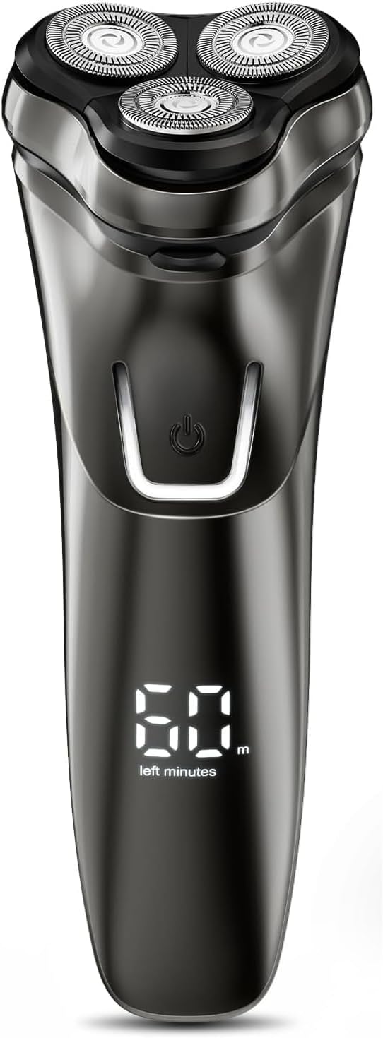 Electric Razor for Men Waterproof: Cordless Wet/Dry Rotary Shaver - USB Fast Cha...