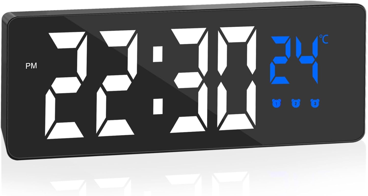 Digital Alarm Clock, Jsdoin Large LED Display Alarm Clock with Temperature Displ...