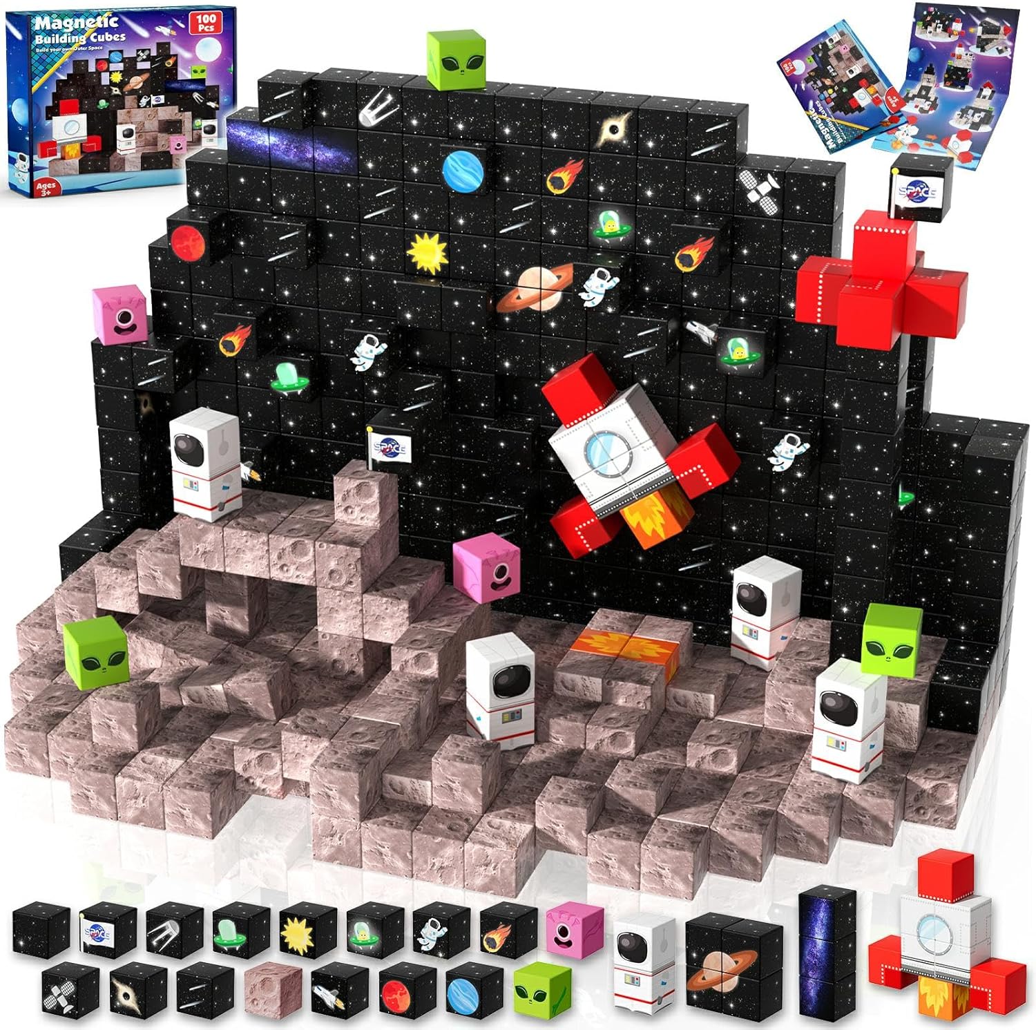 ToyUnited Magnetic Blocks-100PCS Magnetic Building Blocks Magnetic Tiles Stackin...