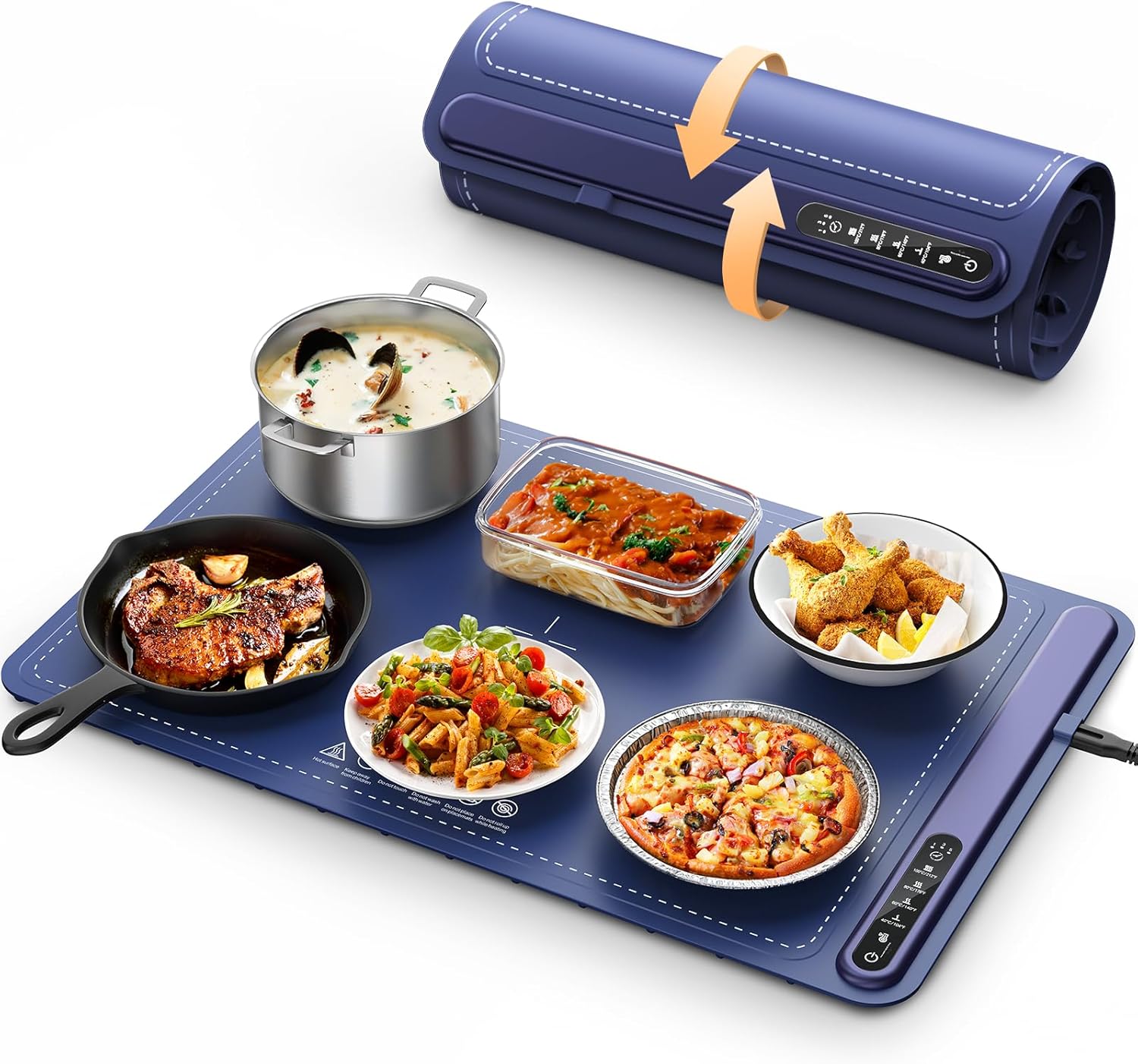Food Warming Mat - Fast Heating Silicone Electric Warming Tray with 4 Level Temp...