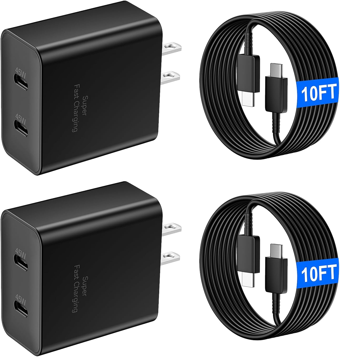 45W USB-C Super Fast Charger, 2-Port 45 Watt Type C Charger Fast Charging Block...