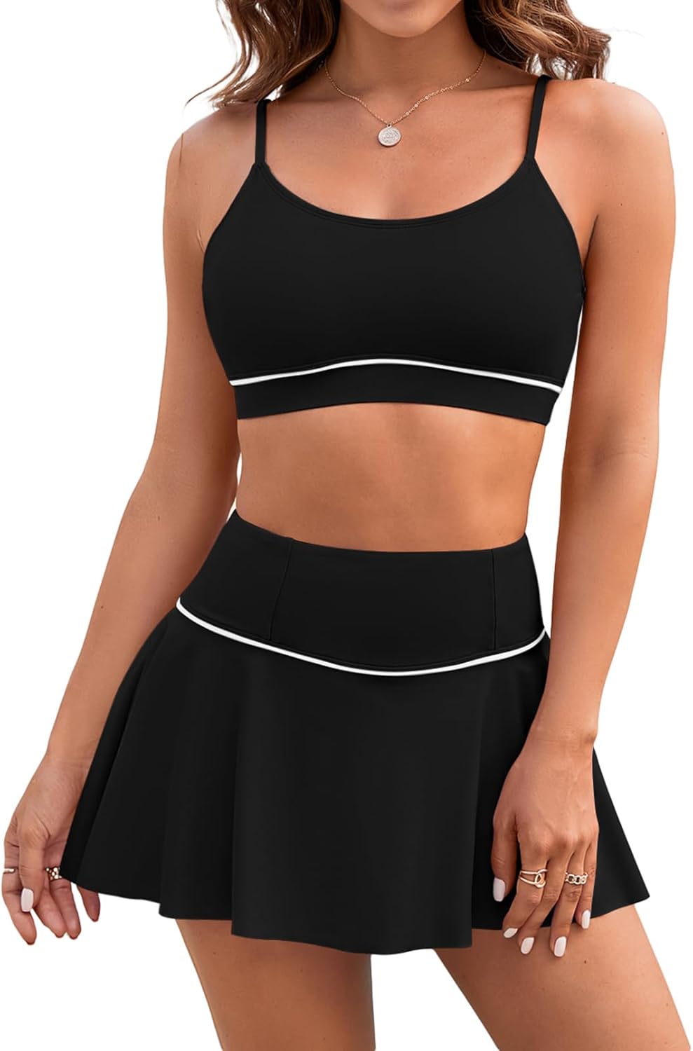 Pink Queen 2025 High Waisted Bikini Set for Women 2 Piece Swimsuits Scoop Neck S...