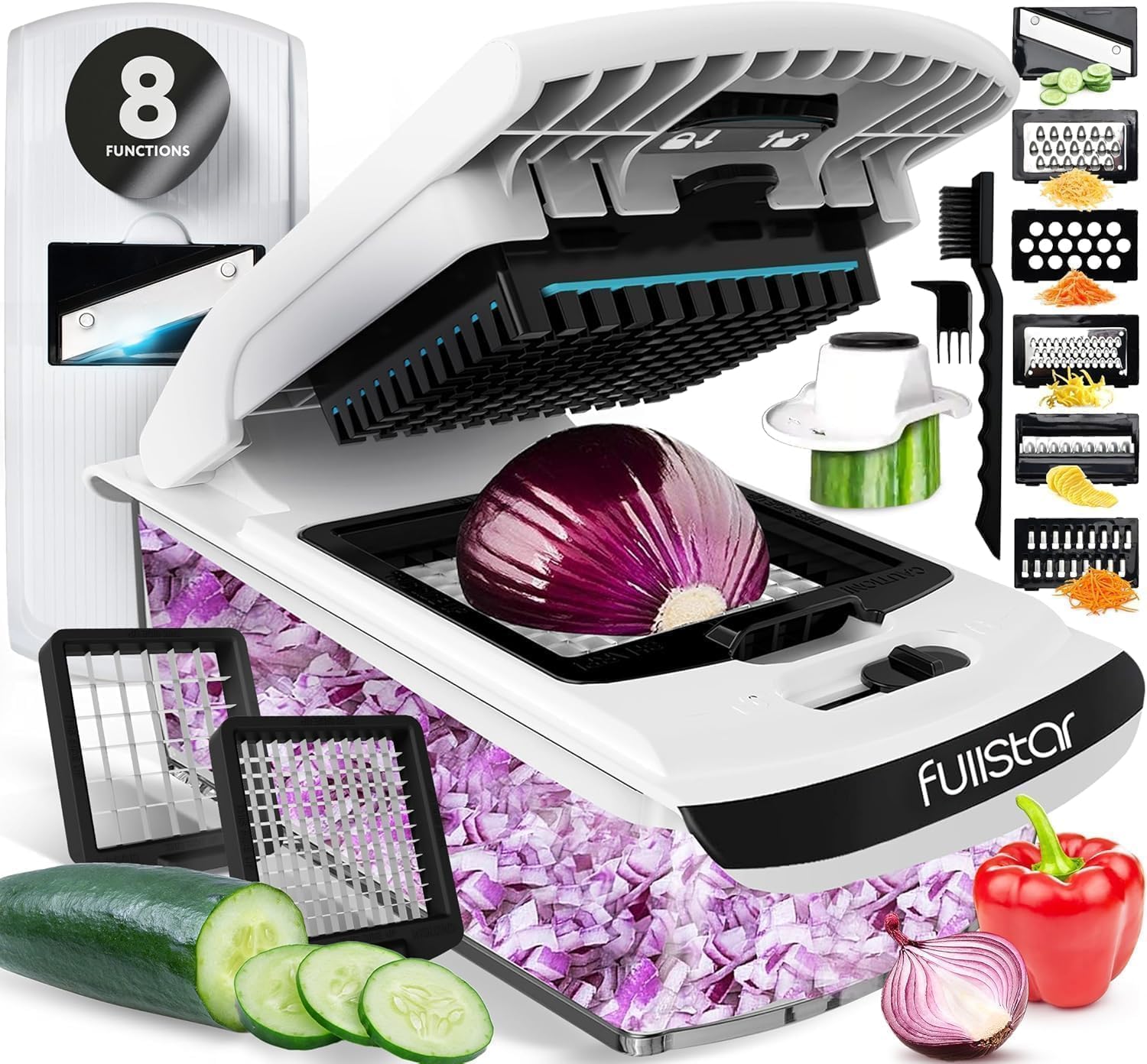 Fullstar Vegetable Chopper and Mandoline Slicer - Cheese Grater, Food Chopper wi...