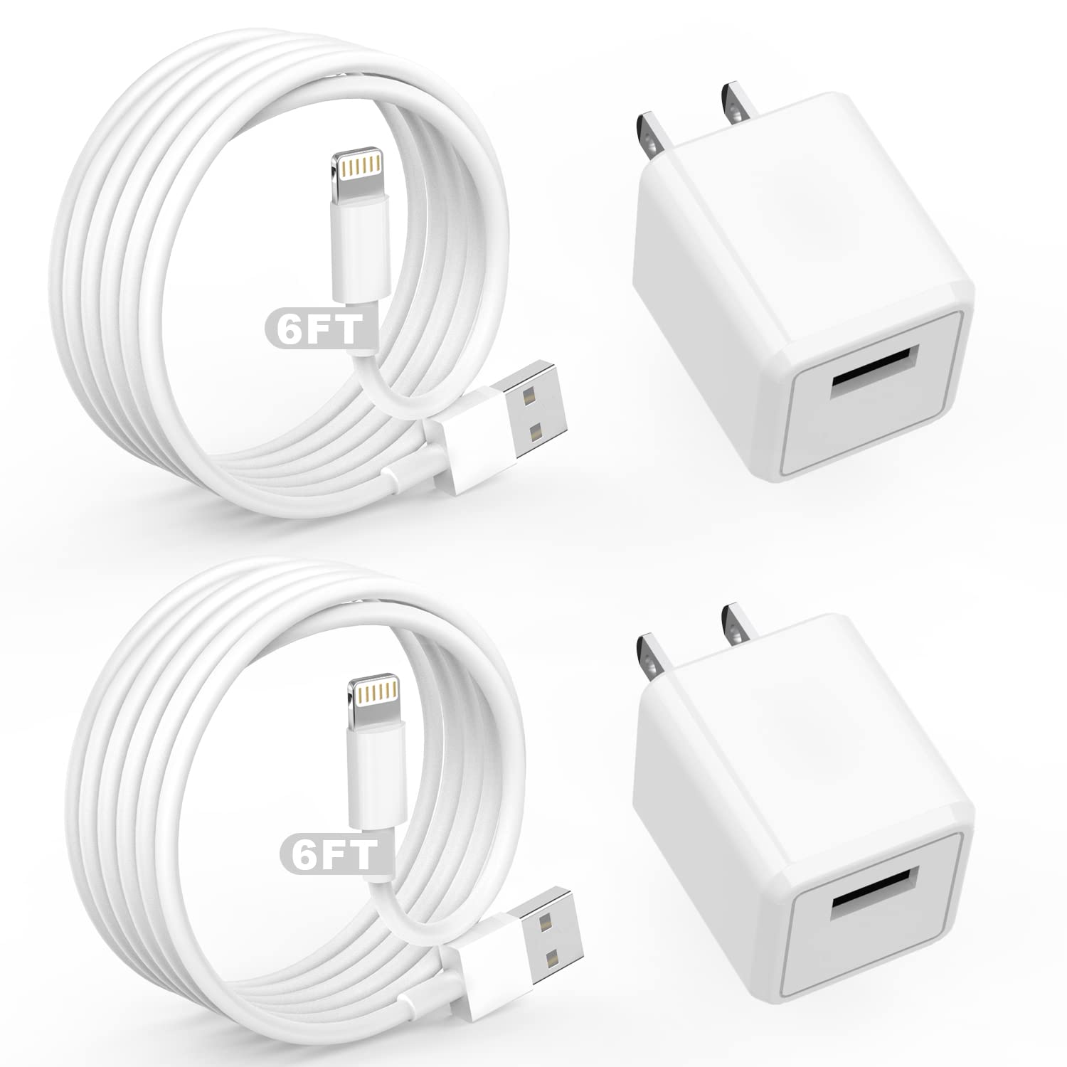 iPhone Charger,Cube iPhone Charger Travel 2Pack 6F...
